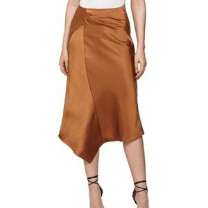 NWT REISS Aspen Asymmetric Satin Midi Skirt